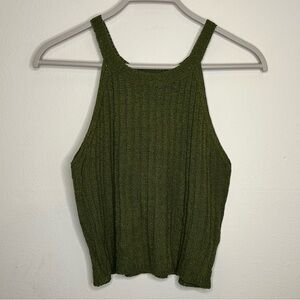 Charlotte Russe Size L Olive Green Cropped Knit Tank Top